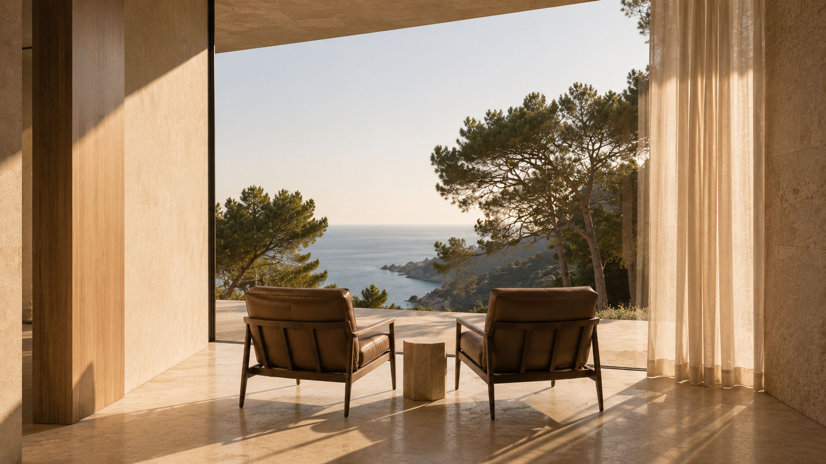 Two chairs facing the sea